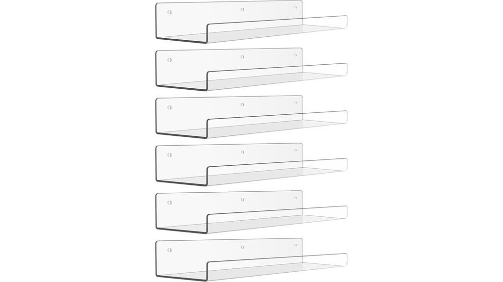 six pack acrylic wall shelves