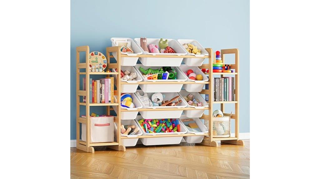 six shelves twelve bins