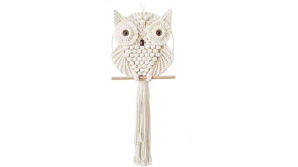 small beige owl wall hanging