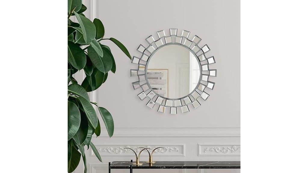 sunburst frameless wall mirror