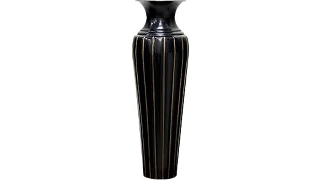tall metallic floor vase