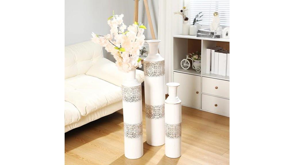 tall white vase set