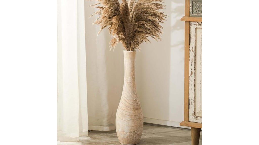 tall wooden floor vase
