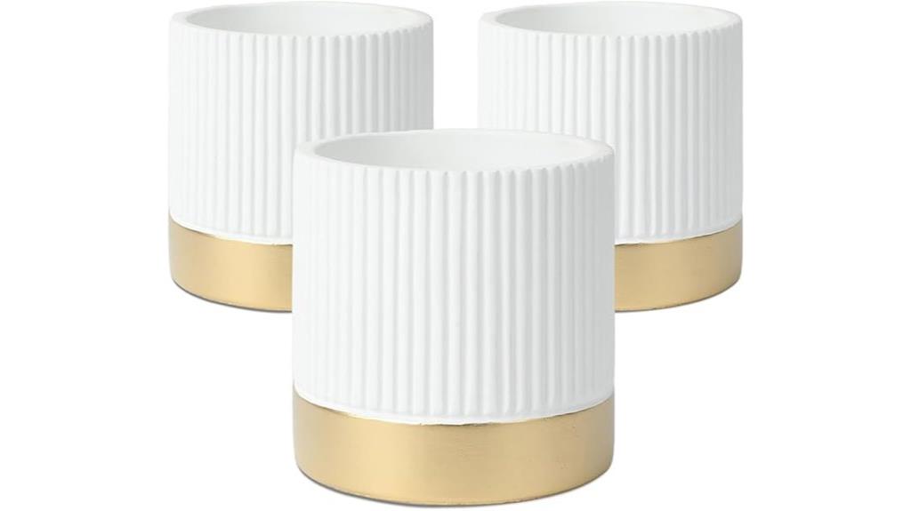 three cement plant pots