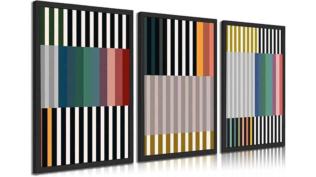 three piece stripe artwork
