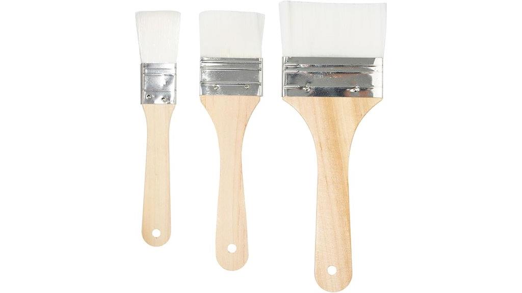 three synthetic chip brushes