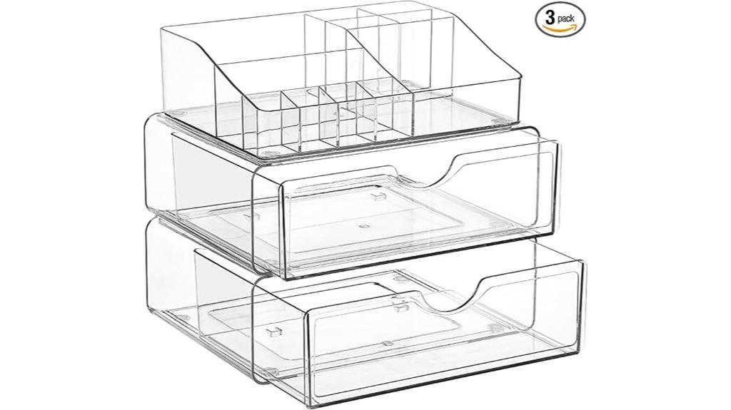 three tier clear makeup organizer