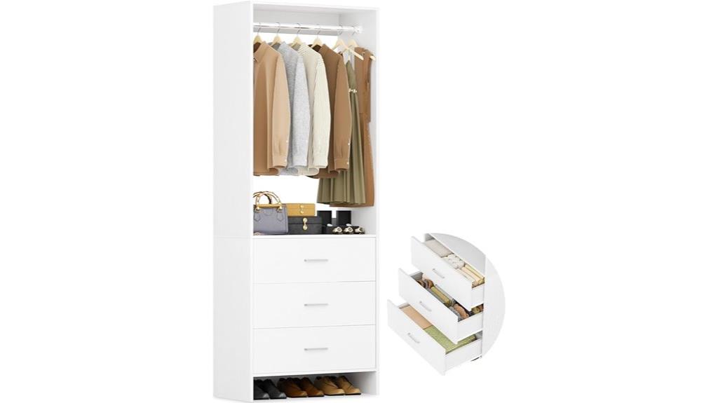 two foot closet with drawers
