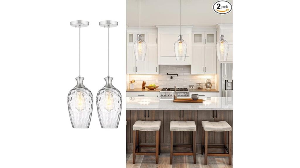 two glass pendant lights