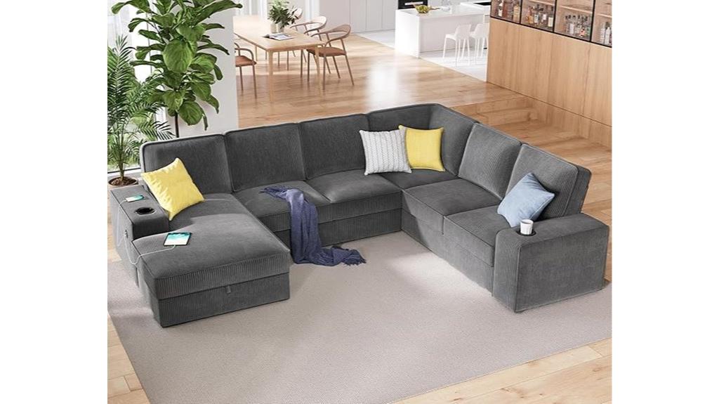 u shaped couch with storage