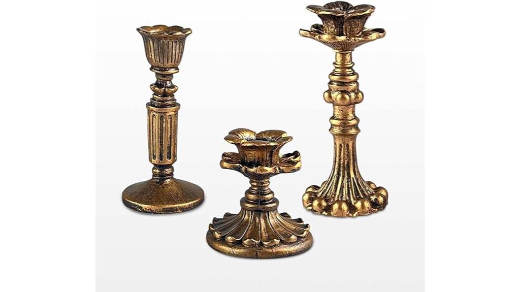 vintage bronze floral candleholder