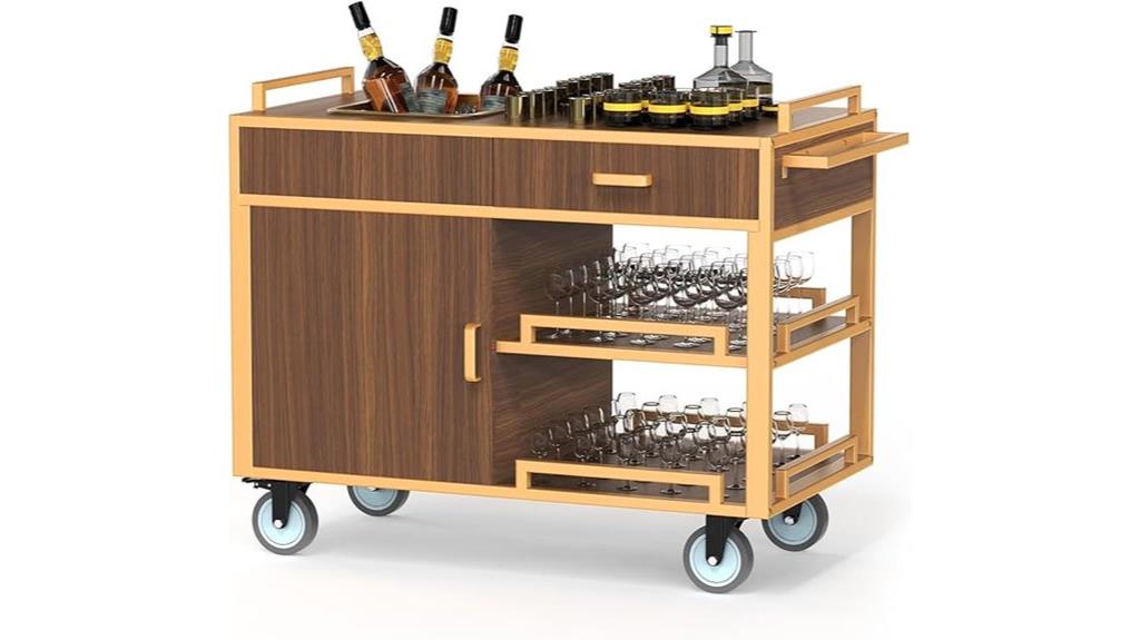 vintage wooden bar cart