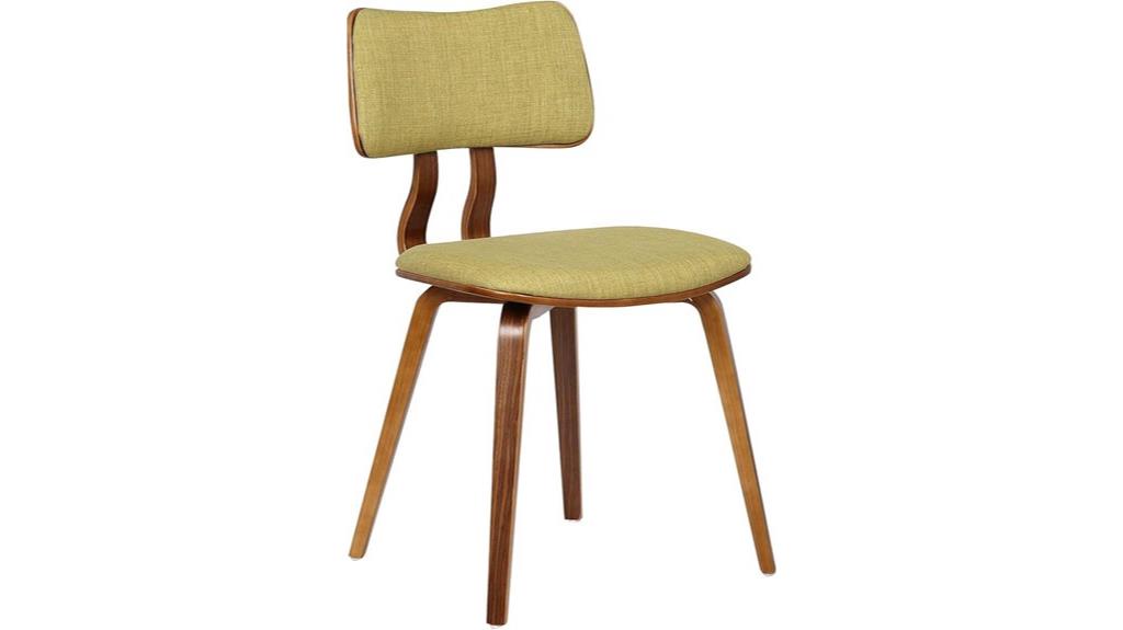 walnut wood green fabric