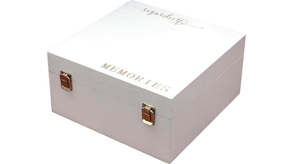white wooden memory box