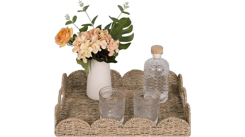 wicker rectangular tray handles