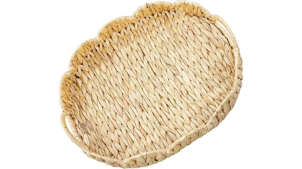 wicker scalloped tray handles