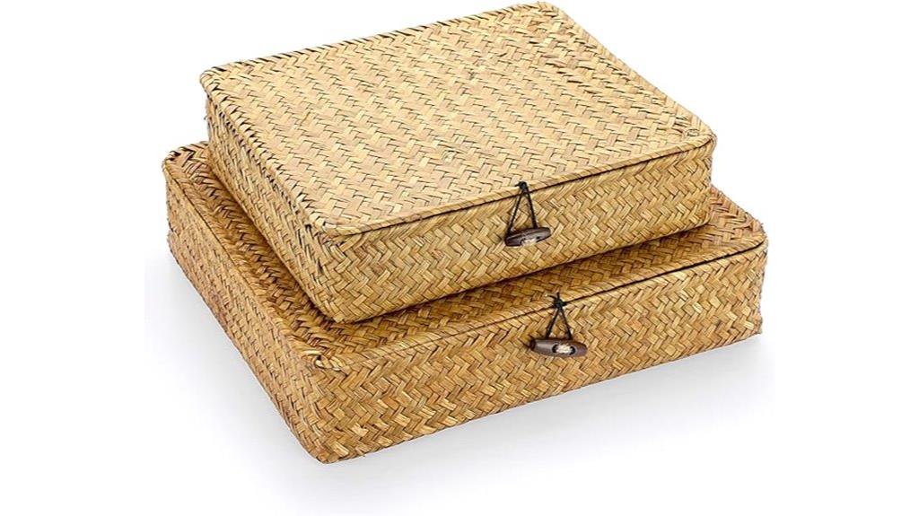 wicker storage bins pair