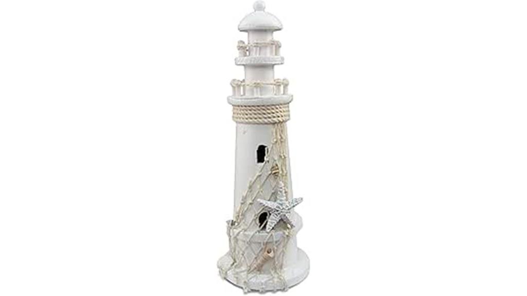 wooden lighthouse with nautical accessories
