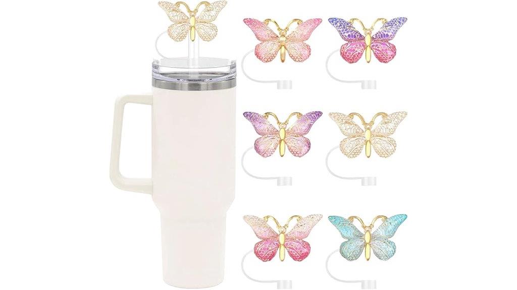 butterfly cup straw caps