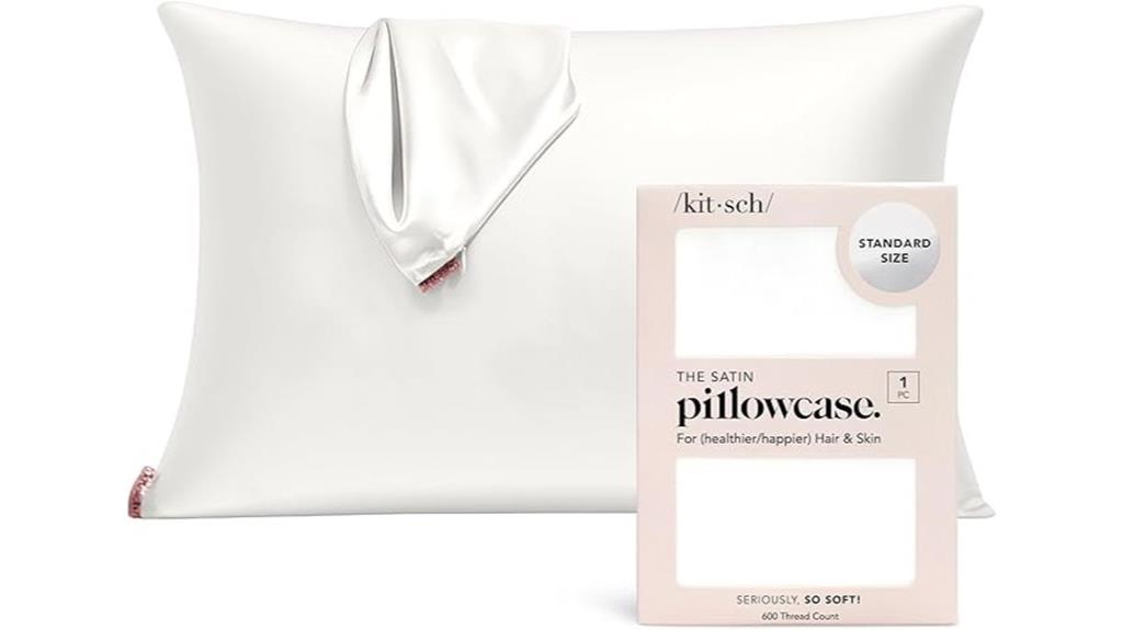 ivory satin zipper pillowcase