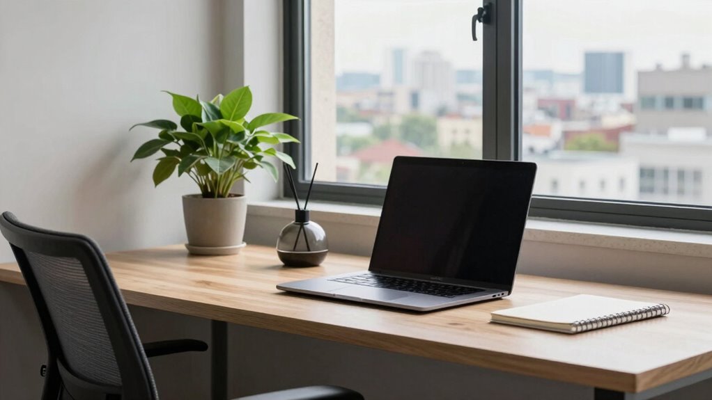 ergonomic well lit organized workspace