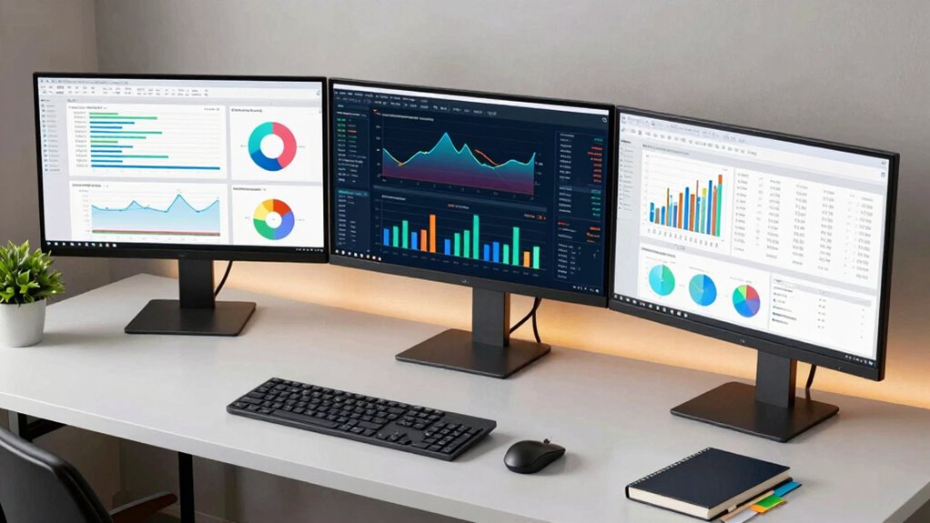 optimized ergonomic multi monitor workspace